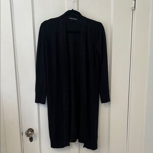 Cable & Gauge Black Cardigan Longline Scalloped Edges